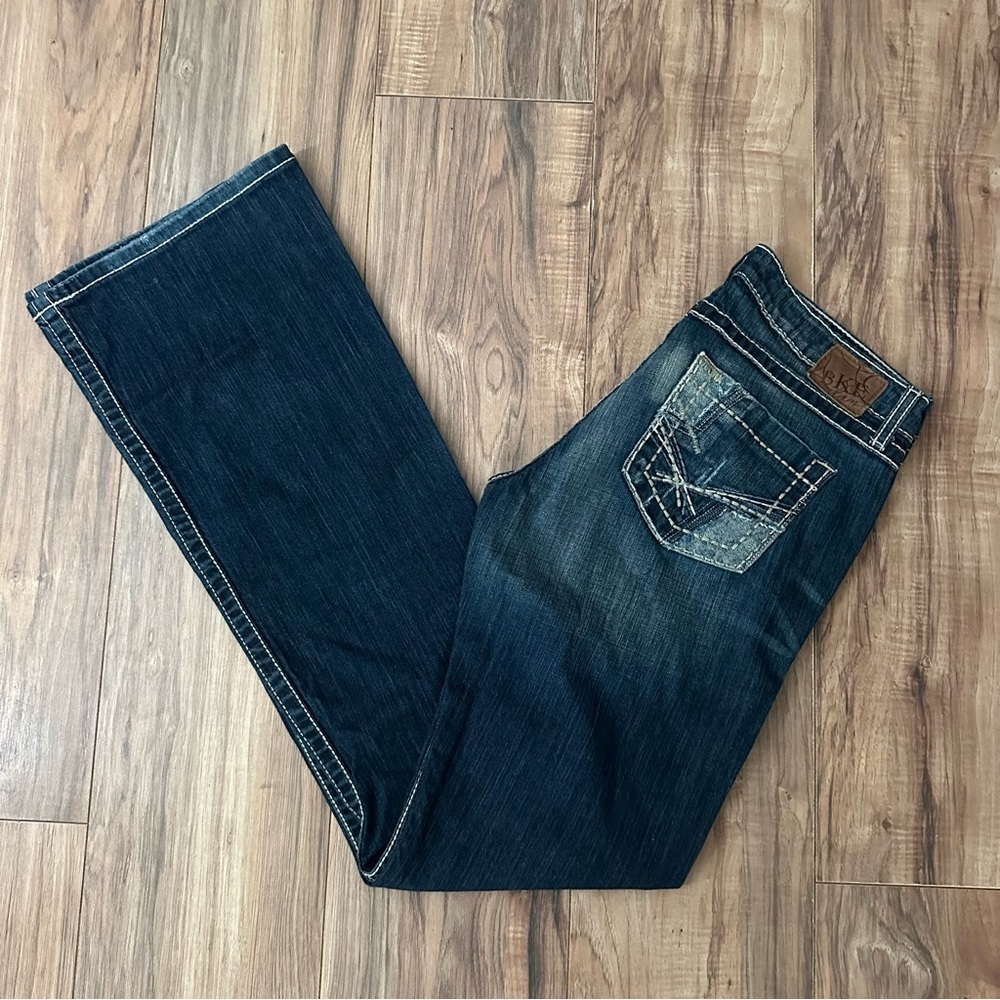 NWOT BKE Sabrina Distressed Dark Indigo Boot Cut Jeans • 30 x 37 1/2